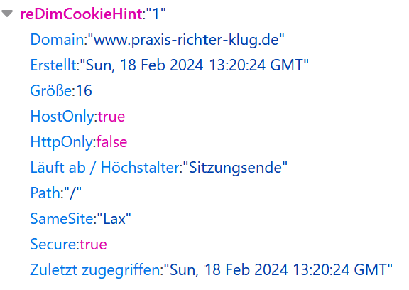 Cookie für Zustimmung, Beispiel